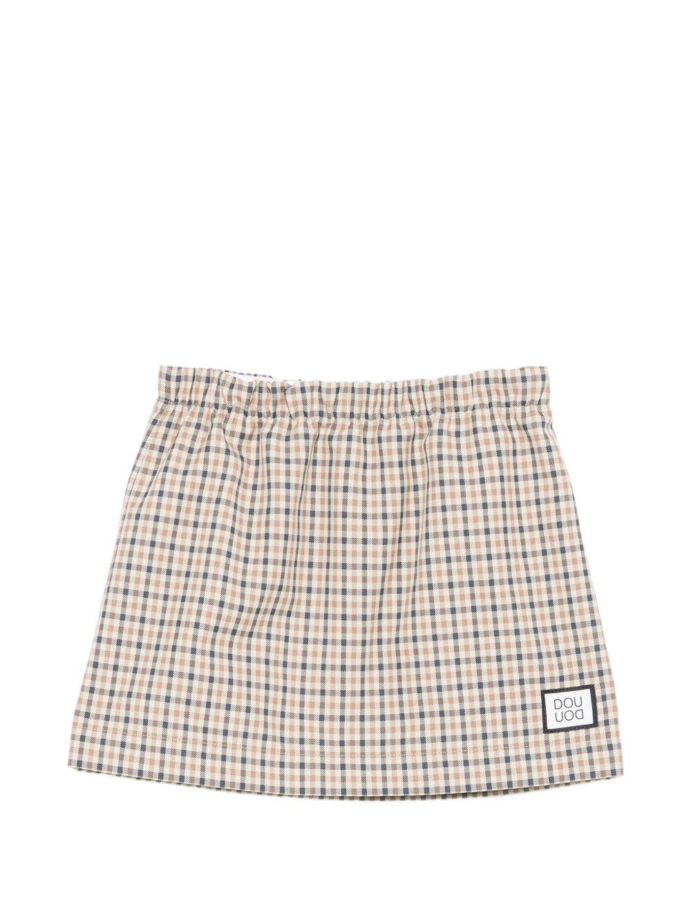 Gonna per bambina Douuod Kids marrone con motivo a quadri DY7A21 B0097 108BG DOUUOD KIDS