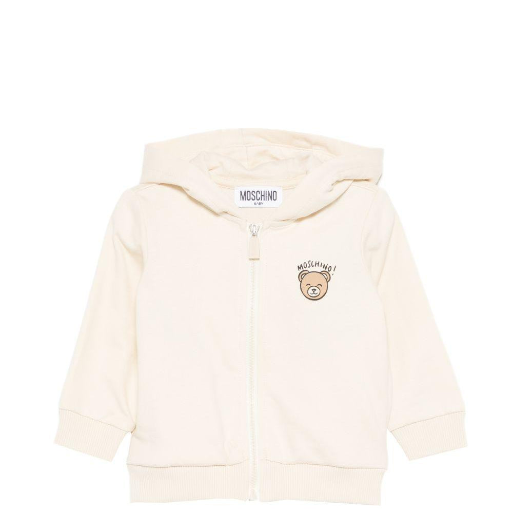 Felpa per neonati Moschino Kids beige con stampa Teddy Bear MUF067LCA19 20404 MOSCHINO KIDS