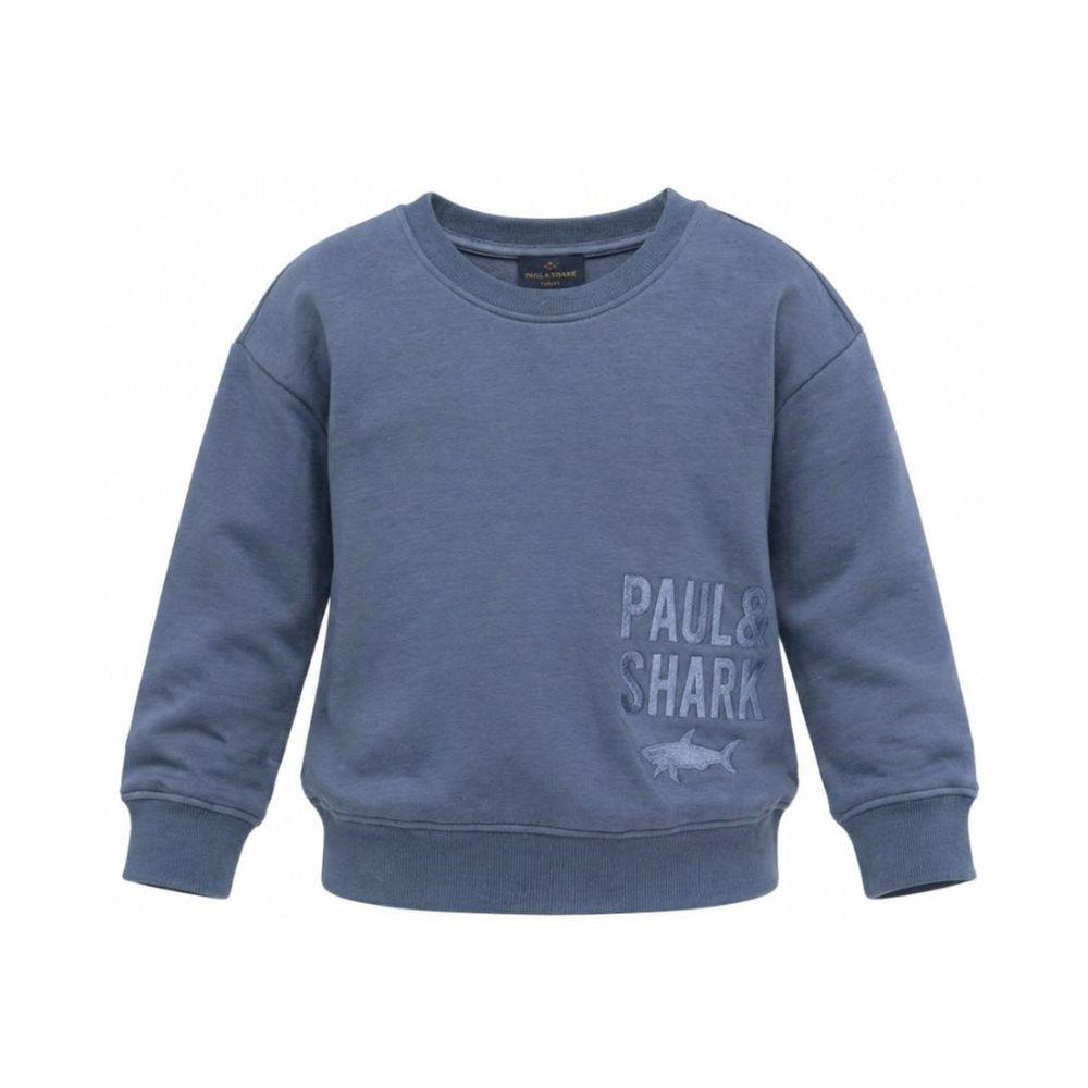 Felpa per bambino Paul & Shark Junior blu con stampa logo sul davanti WUF007LDA59 41110 PAUL & SHARK KIDS