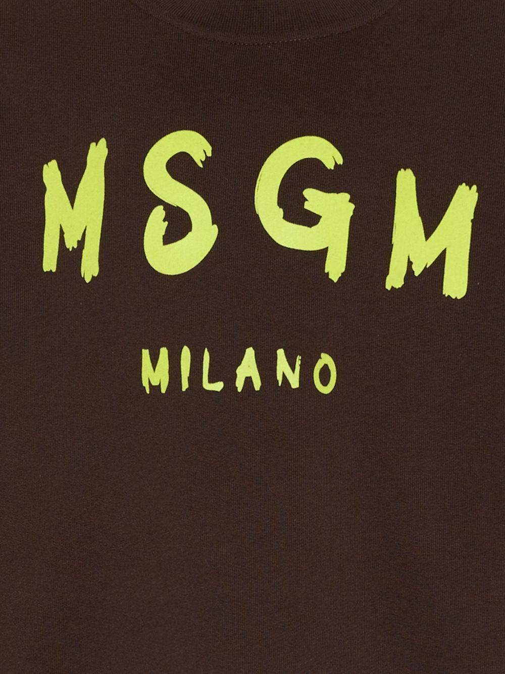 Felpa per bambino MSGM Kids marrone con stampa logo S6MSJUSW007 943 MSGM KIDS