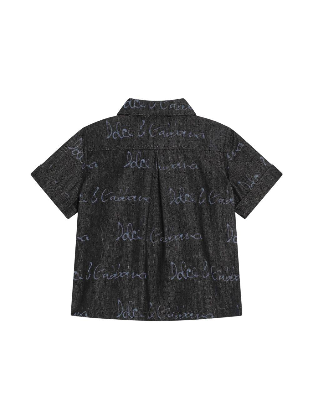 Camicia per neonato Dolce & Gabbana Kids nero in denim con colletto classico L14S22 LDC87 S9000 DOLCE & GABBANA KIDS