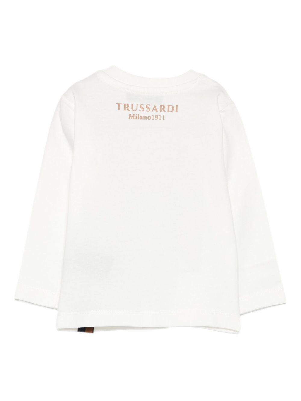 T-shirt per neonato Trussardi Junior bianco con stampa frontale TIA25085TS OFF-WHITE TRUSSARDI JUNIOR