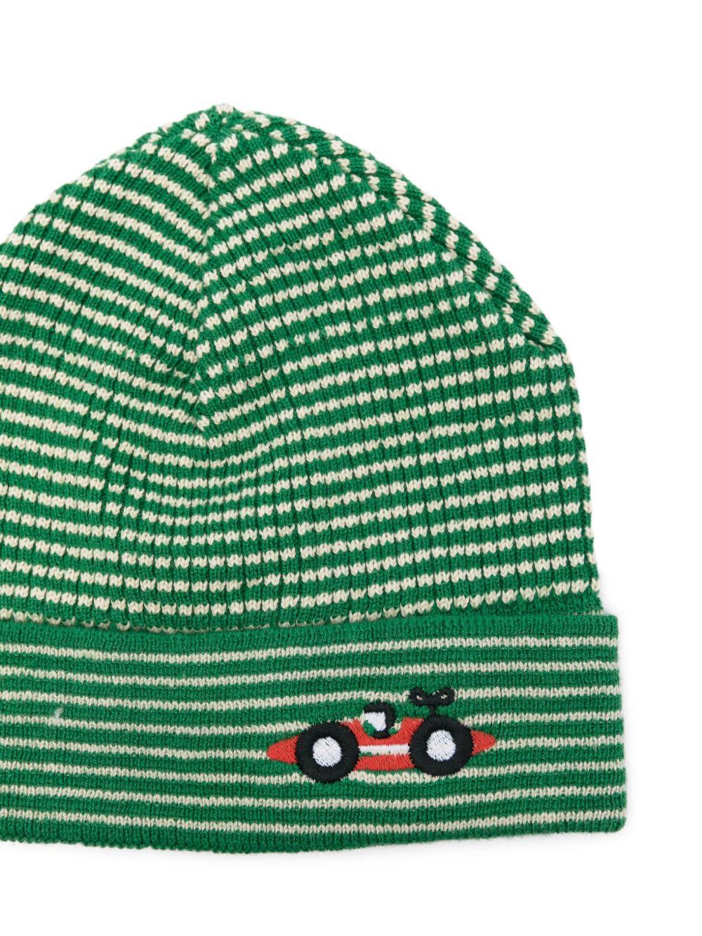 Cappello per neonato Bobo Choses verde con ricamo a forma di auto B225AH048 331 BOBO CHOSES KIDS