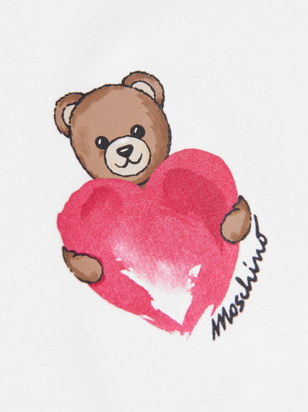 Set t-shirt e pantaloni per bambina Moschino Kids bianco e rosa con stampa Teddy Bear HDG01PLBA00 84340 MOSCHINO KIDS