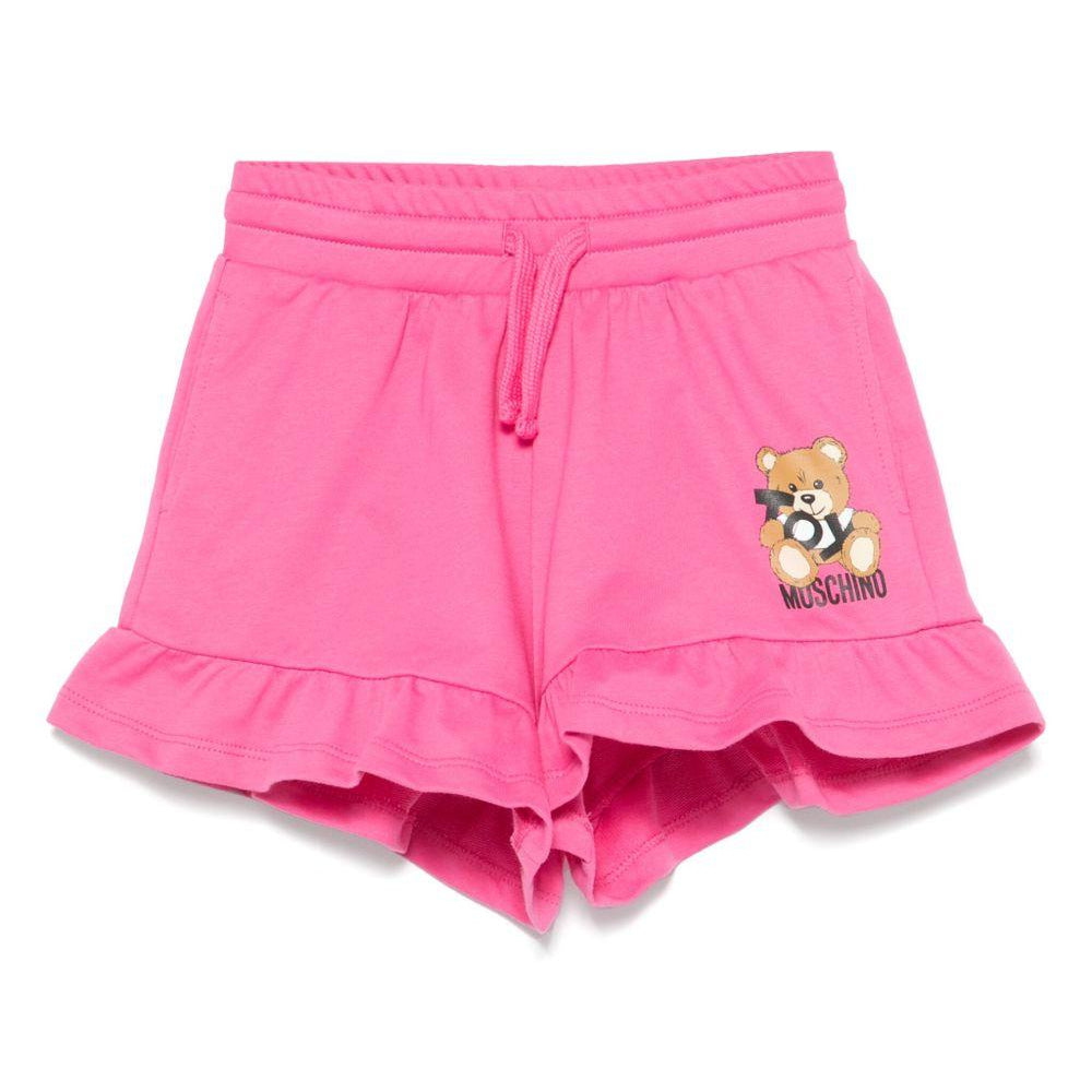 Shorts con stampa Leo Teddy per bambina Moschino Kids fucsia con due tasche laterali HAQ014LCA19 50533 MOSCHINO KIDS