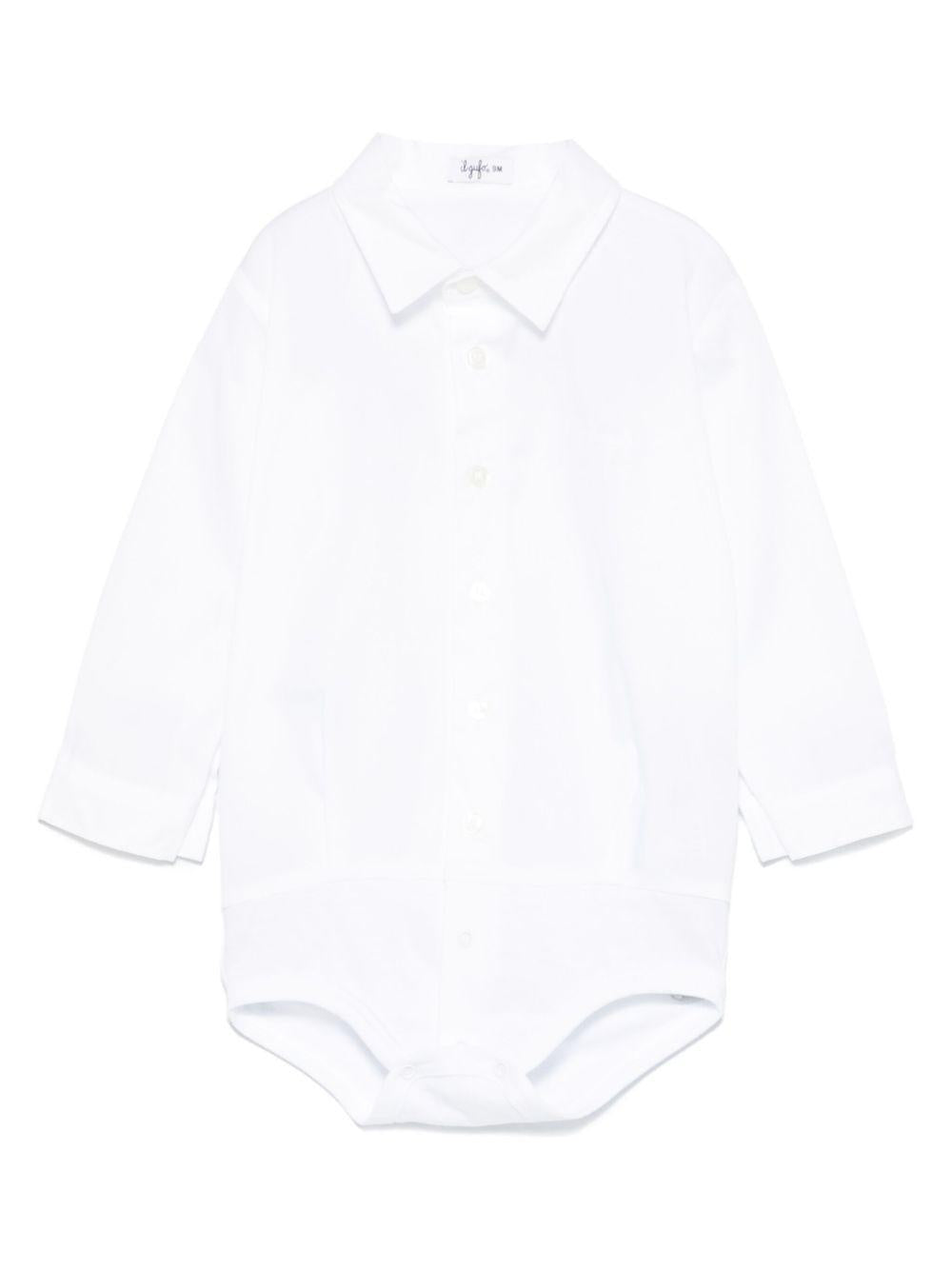 Body in voile di cotone per neonata Il Gufo bianco con logo sul petto P25MB036C0066 010 IL GUFO
