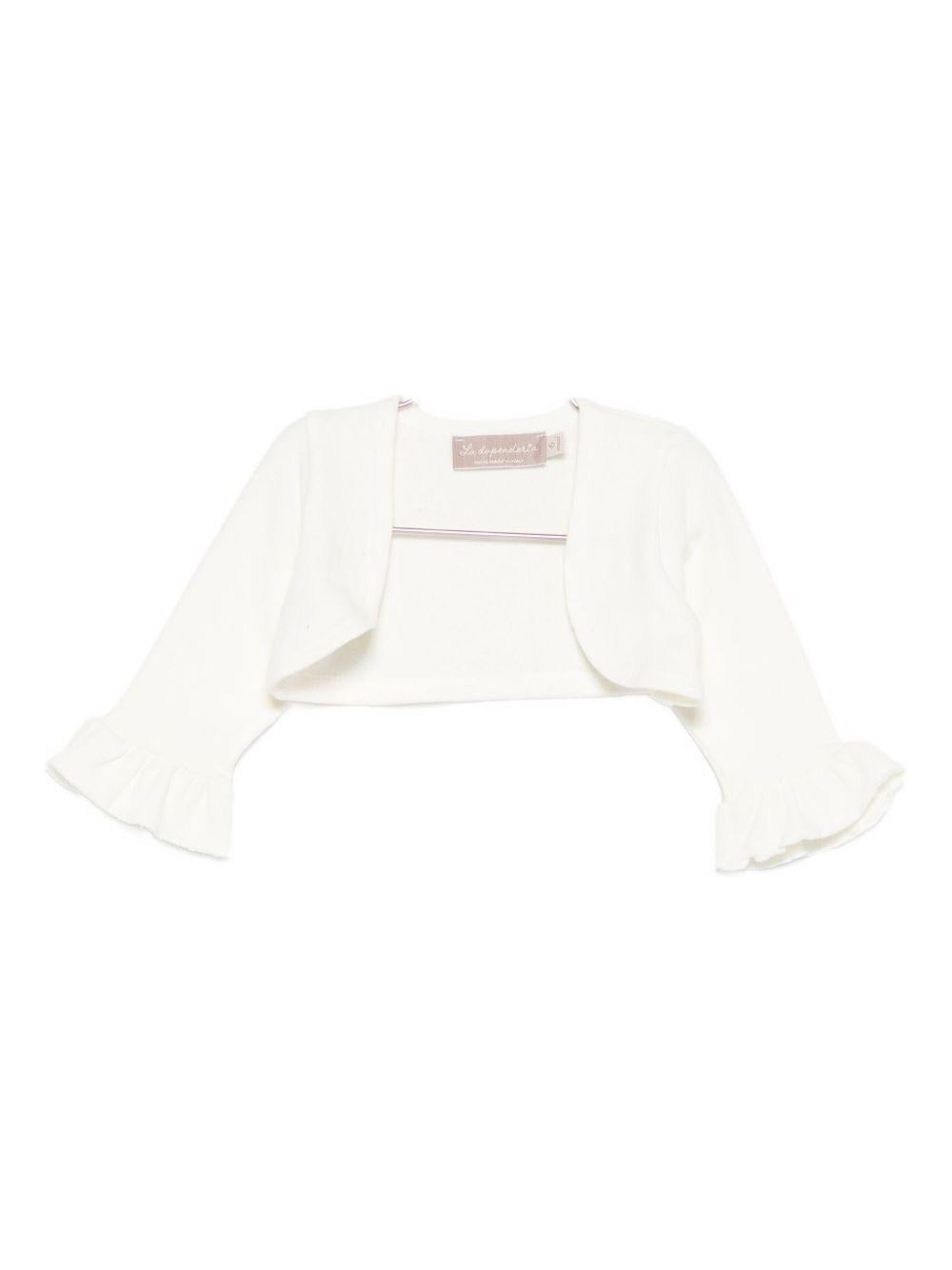 Cardigan per neonata La Stupenderia bianco con dettagli arricciati 1TCGC24 M16 LA STUPENDERIA
