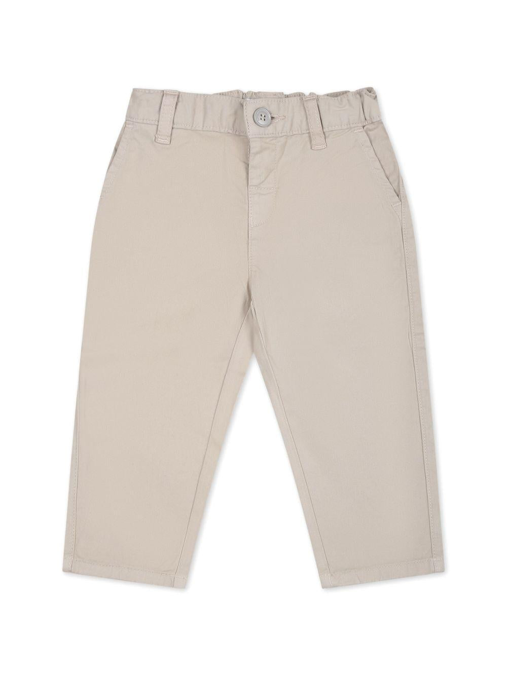 Pantaloni per neonato Emporio Armani Kids beige con targa con logo 8NHP60 4N6YZ 01M5 EMPORIO ARMANI KIDS