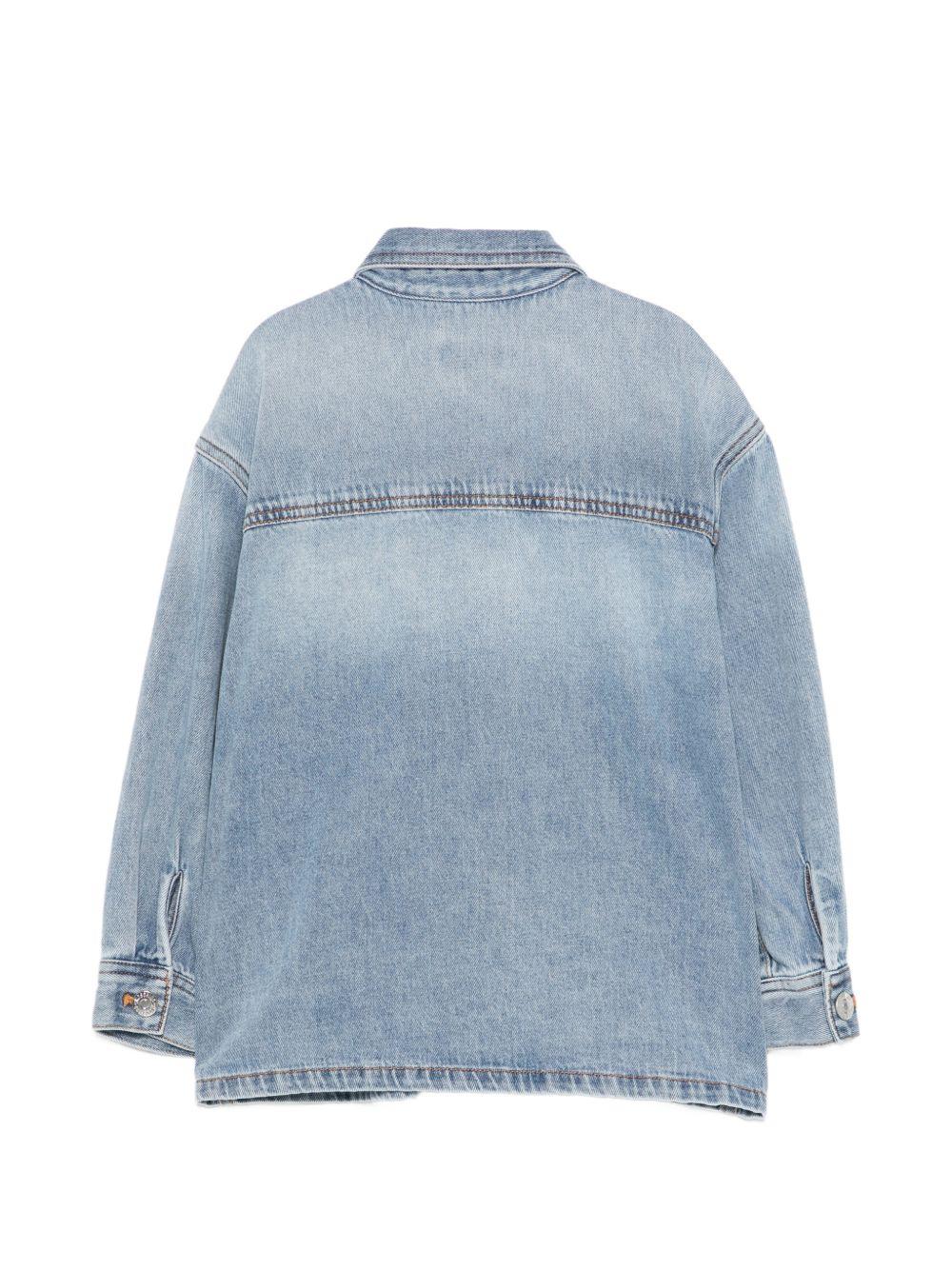 Giubbino per bambino Moschino Kids denim con stampa orso HUC01VL0E44 40511 MOSCHINO KIDS