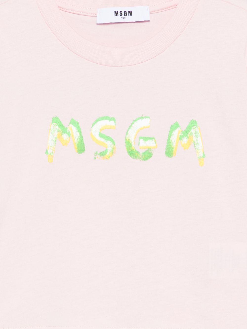 T-shirt per bambina MSGM Kids rosa modello crop S6MSJGTH002 MS076 MSGM KIDS