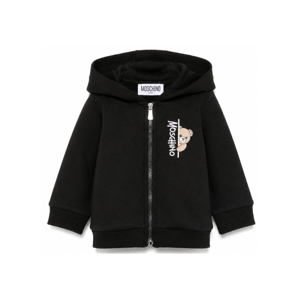Felpa per neonati Moschino Kids nera con motivo Teddy Bear MUF06MLCA92 60100 MOSCHINO KIDS
