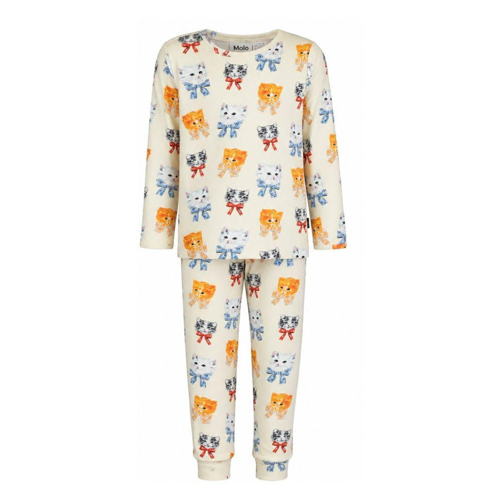 Pigiama per bambini Molo Kids beige con motivo con gattini 6W26R503 5848 MOLO KIDS
