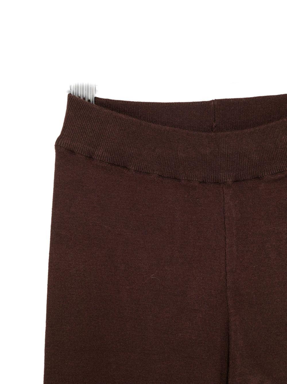 Pantaloni per bambina Laneus Kids marroni con logo ricamato sul davanti F5LKJGKL122 920 LANEUS