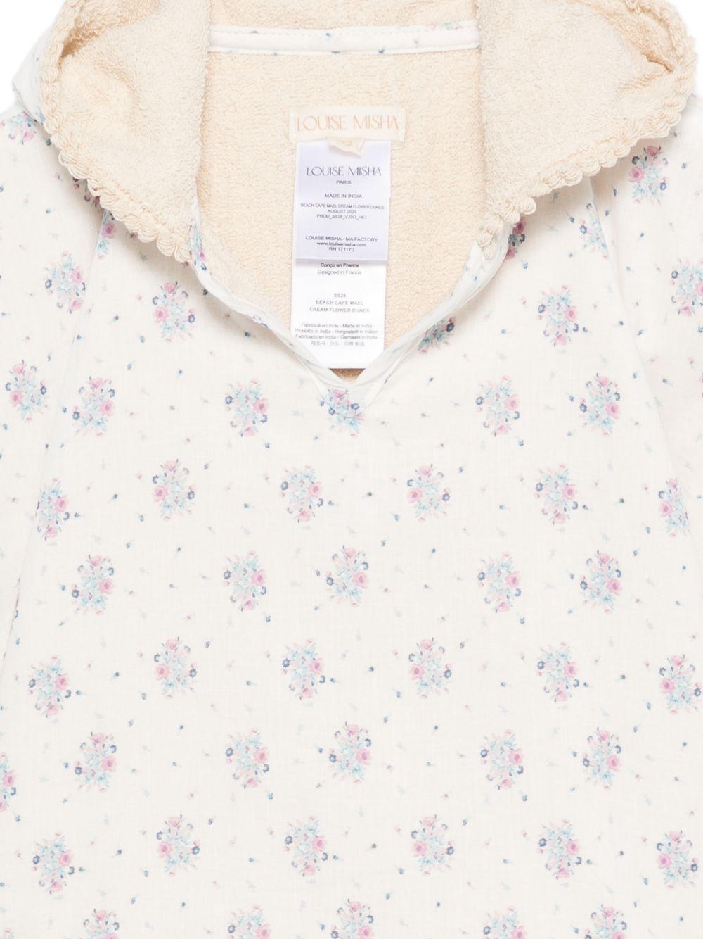 Accappatoio per neonata Louise Misha Kids bianco con stampa a fiori all-over FBI-S26-B0251 CREAM LOUISE MISHA KIDS