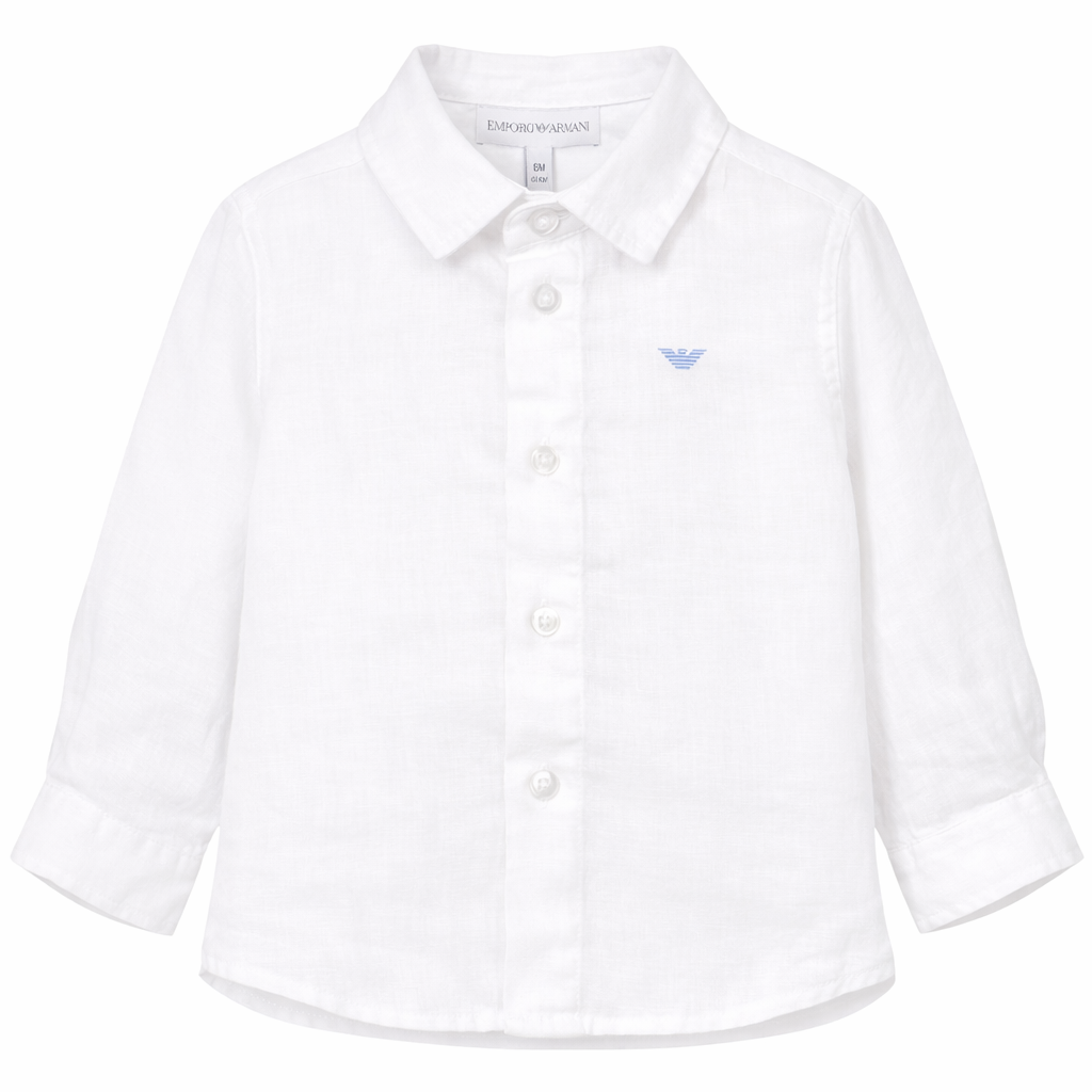 Camicia per neonato Emporio Armani Kids bianca con ricamo logo 8NHC02 3NEEZ 0100 EMPORIO ARMANI KIDS