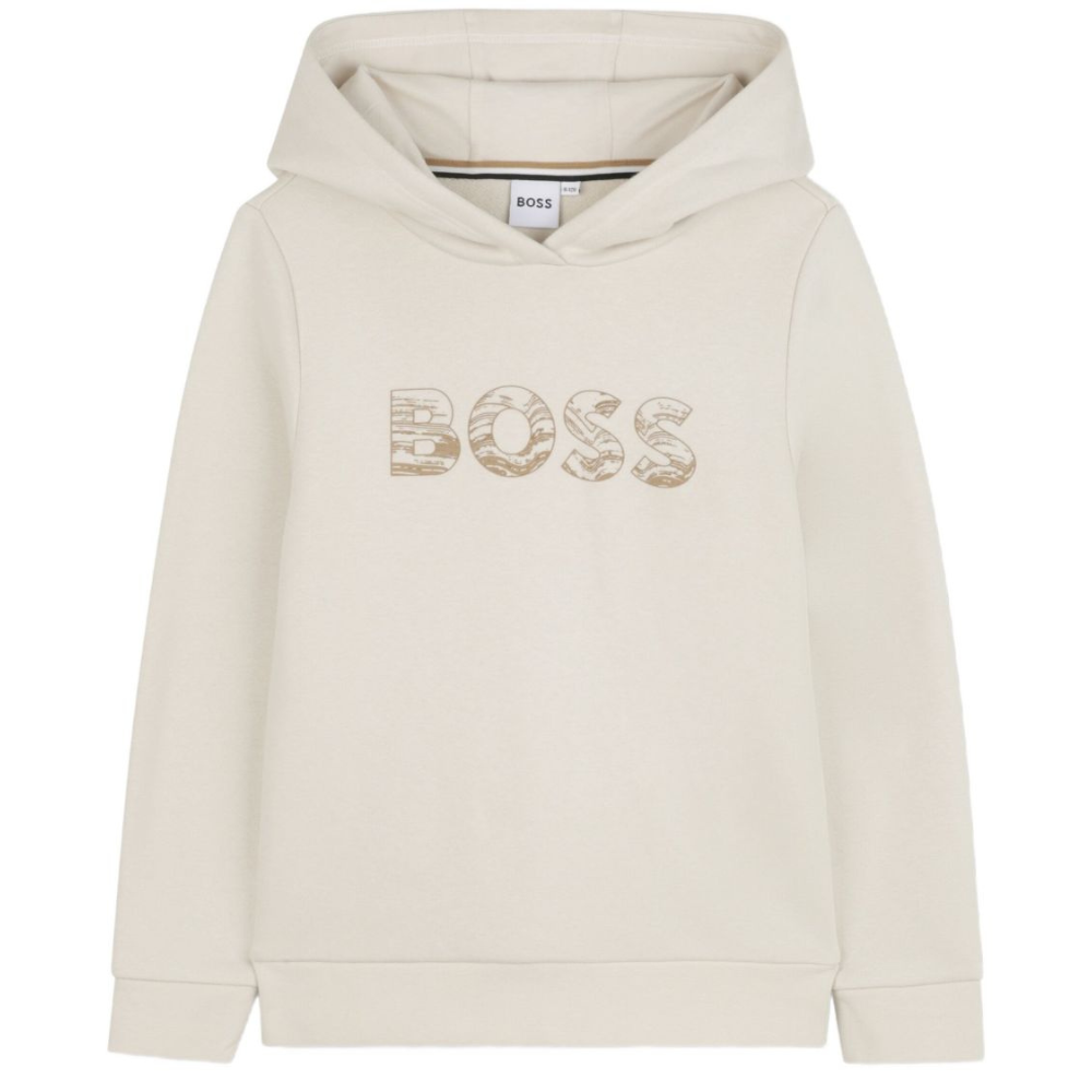 Felpa per bambino BOSS Kids beige con cappuccio J52355 21C BOSS KIDS