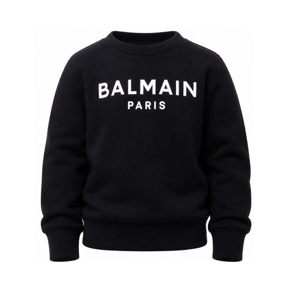 Felpa per bambino Balmain Kids nera con stampa logo sul davanti BX4P10 Z3183 930BC BALMAIN KIDS