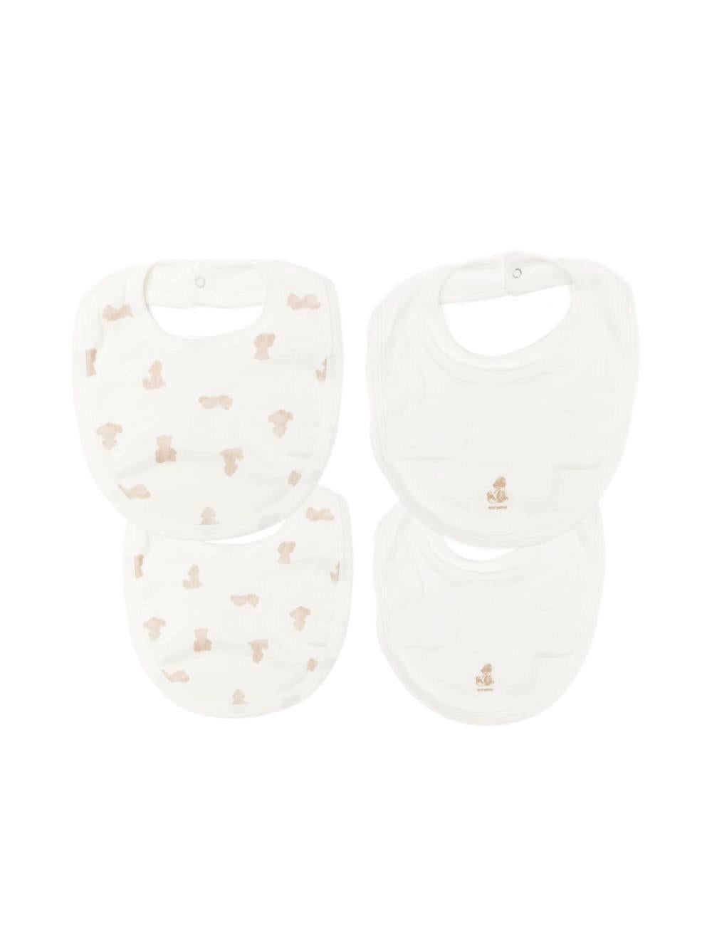Set di due bavaglini per neonati Petit Bateau bianco con stampa cagnolini A0E18 01 PETIT BATEAU KIDS