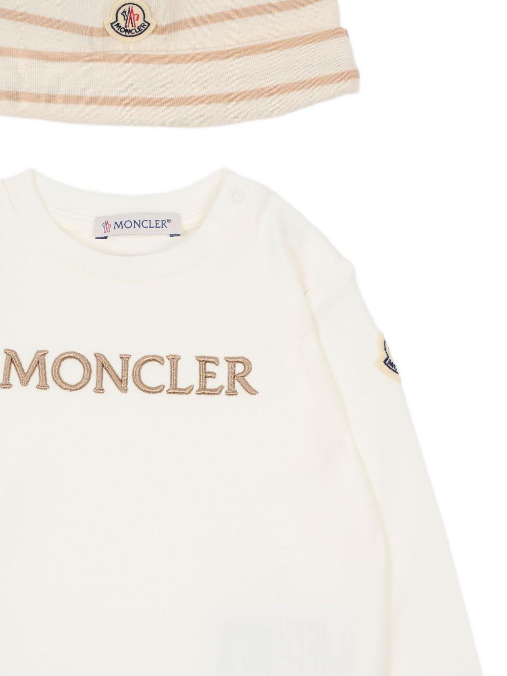 Set tre pezzi per neonato Moncler Kids beige con design a righe L19518P0000189BA2 F20 MONCLER KIDS