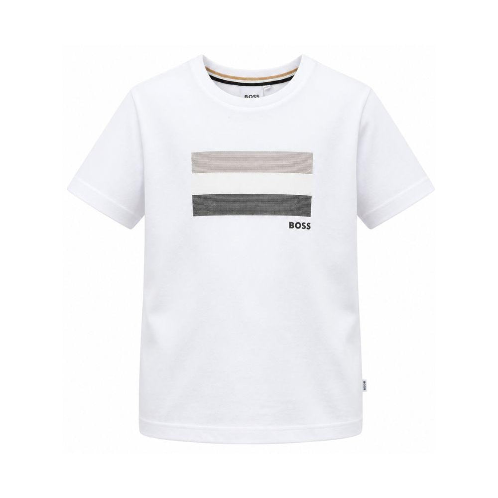 T-shirt per bambino Boss Kids bianco con stampa grafica J52979 10P BOSS KIDS