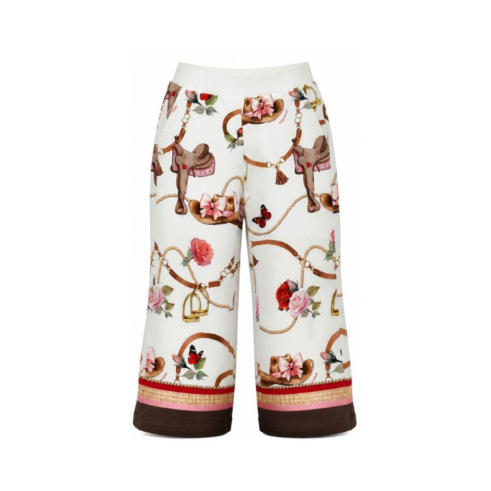 Pantaloni per bambina Monnalisa Kids bianco con stampa grafica all-over 19H401 8005 029F MONNALISA KIDS