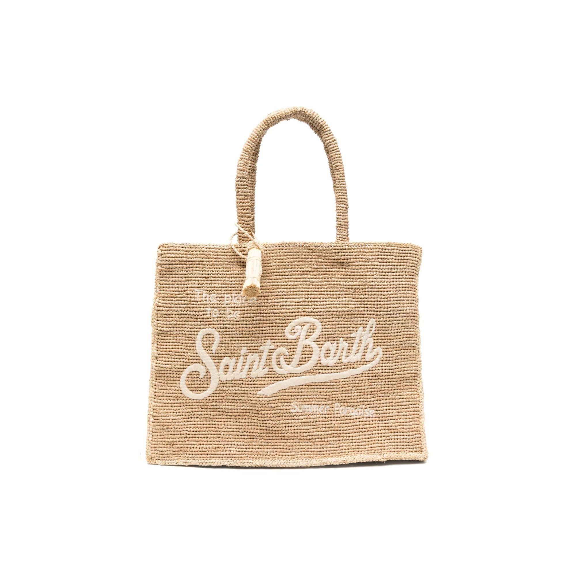 Borsa Vanity MC2 Saint barth in rafia con logo ricamato VANI013 00222L MC2 ST. BARTH KIDS