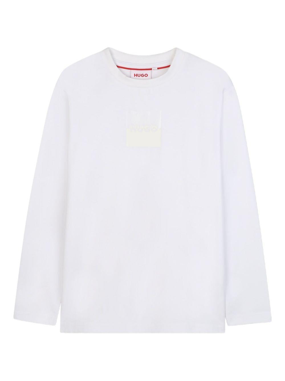 T-shirt per bambino Hugo Kids bianca con dettaglio logo stampato G00437 10P Hugo