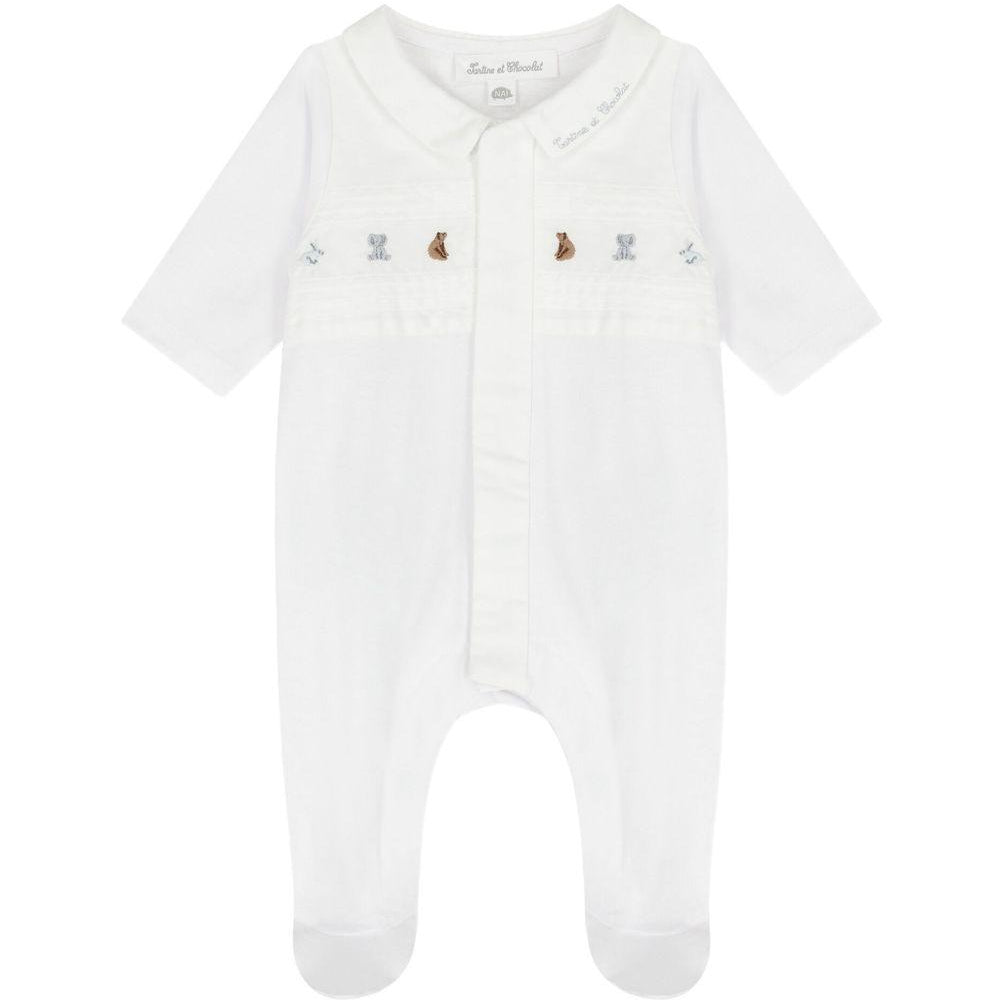 Tutina per neonati Tartine & Chocolat bianca con decorazioni ricamate sul davanti CC54070 01 TArtine & Chocolat KIDS