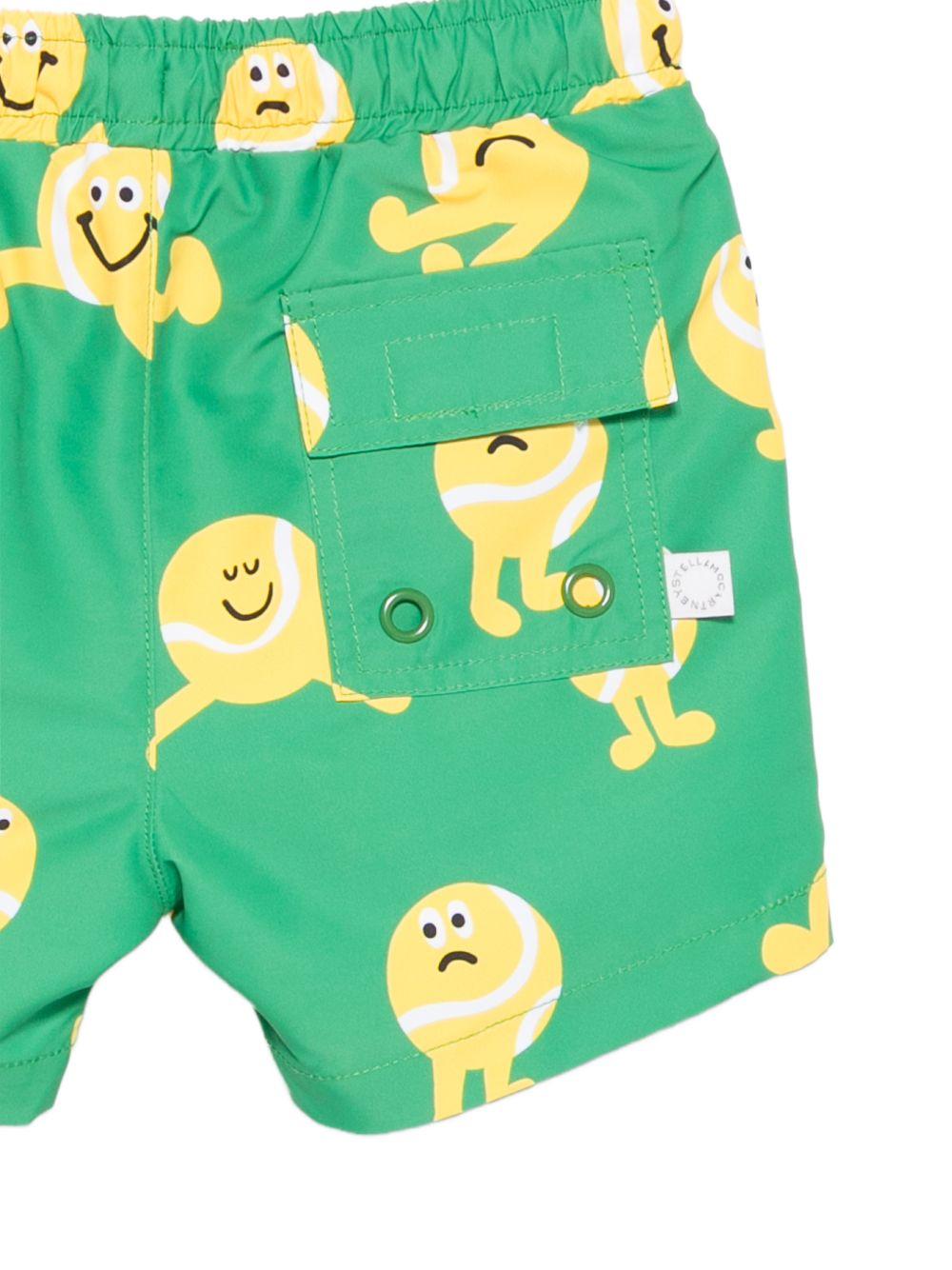 Costume per neonato Stella McCartney Kids verde con stampa palline da tennis TYC529 Z3594 769MC STELLA McCARTNEY KIDS