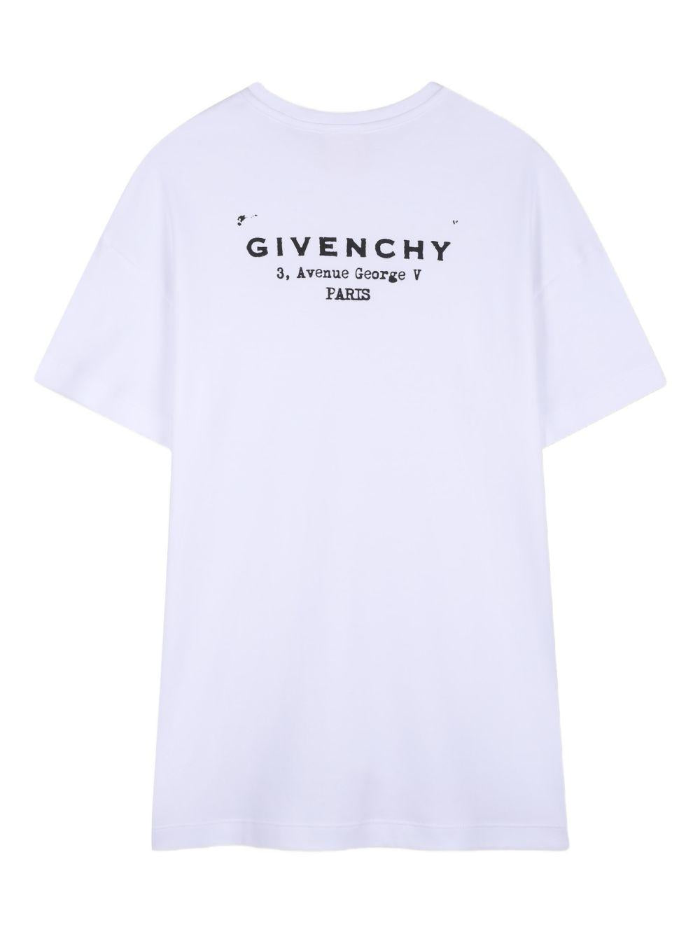 Abito per bambina Givenchy Kids bianco con stampa logo sul davanti H31225 10P GIVENCHY KIDS
