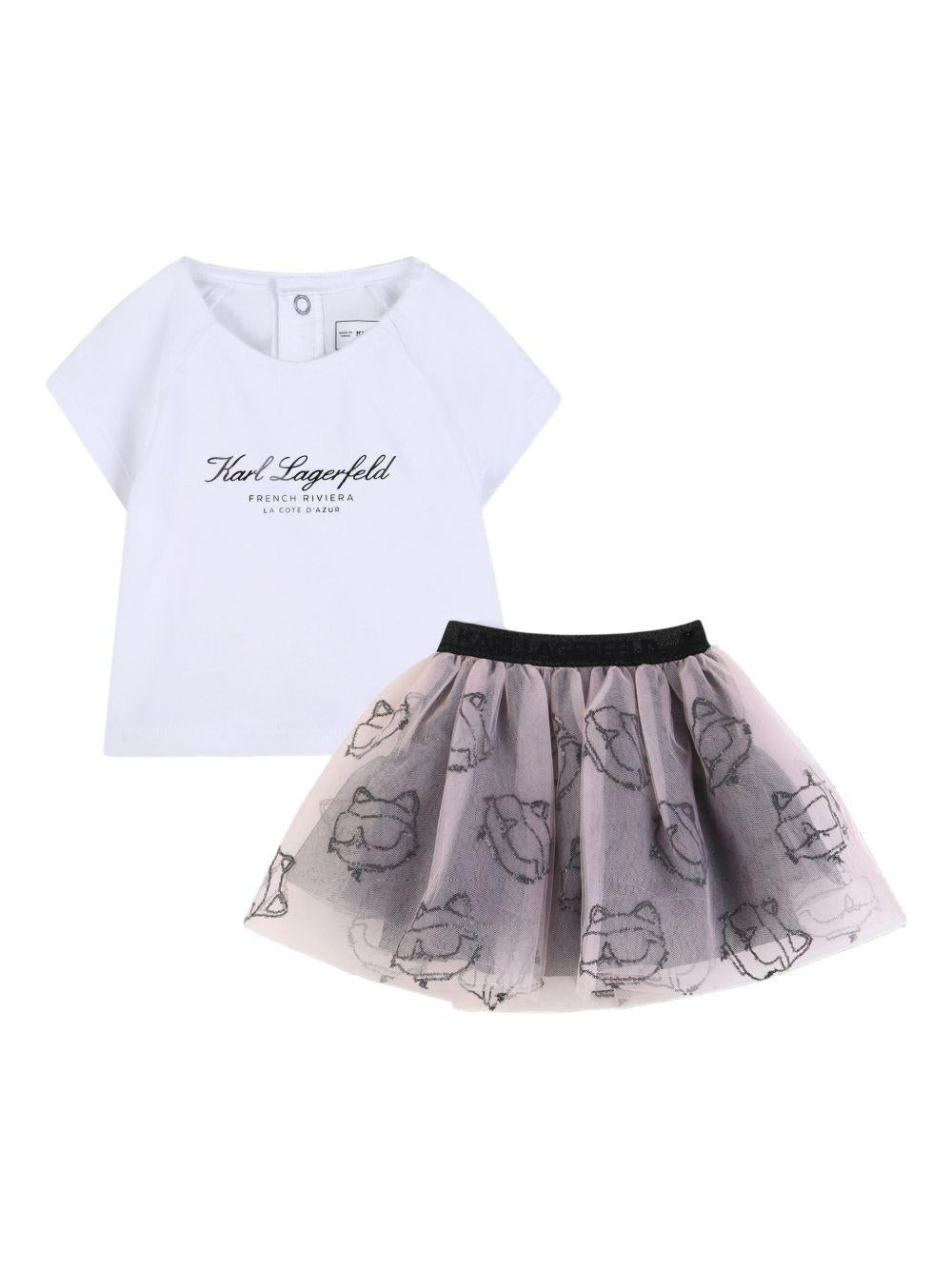 Set 2 pezzi per neonata Karl Lagerfeld Kids multicolore con stampa ikon choupette Z31055 N54 KARL LAGERFELD KIDS