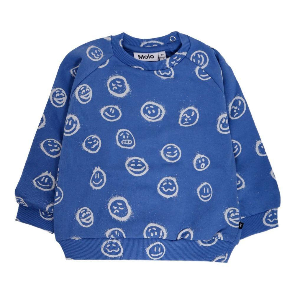 Felpa per neonato Molo blu con stampa smile all-over 6W25J202 9405 MOLO