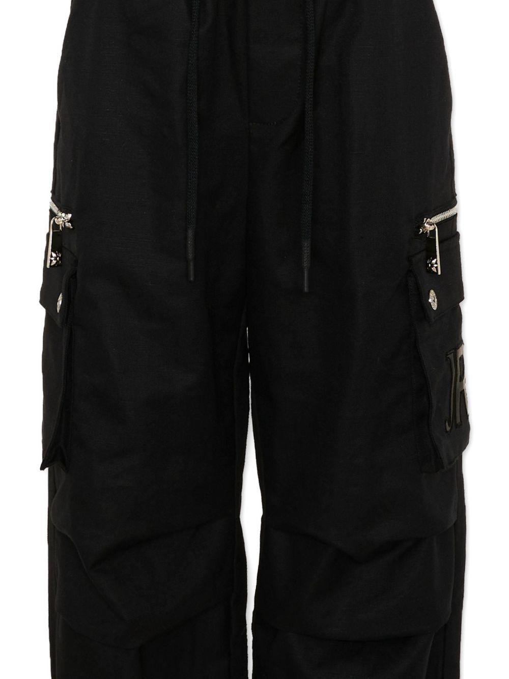 Pantaloni cargo per bambino John Richmond Junior nero elasticizzato in vita RBP26049PA BLACK JOHN RICHMOND KIDS