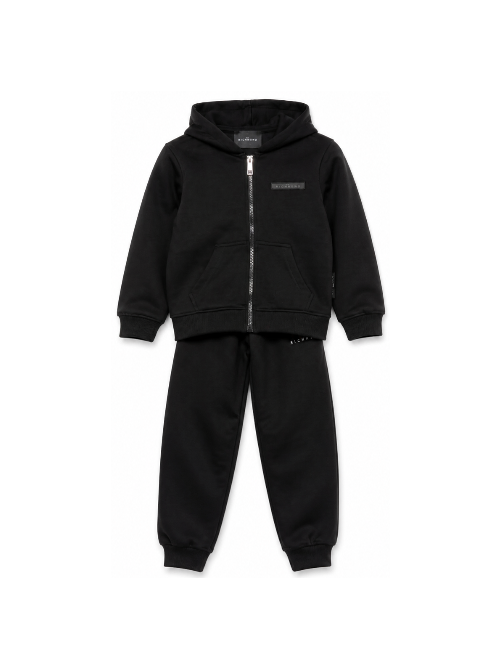 Tuta per bambino John Richmond Junior nera con cappuccio e logo RBA26018CF BLACK JOHN RICHMOND KIDS