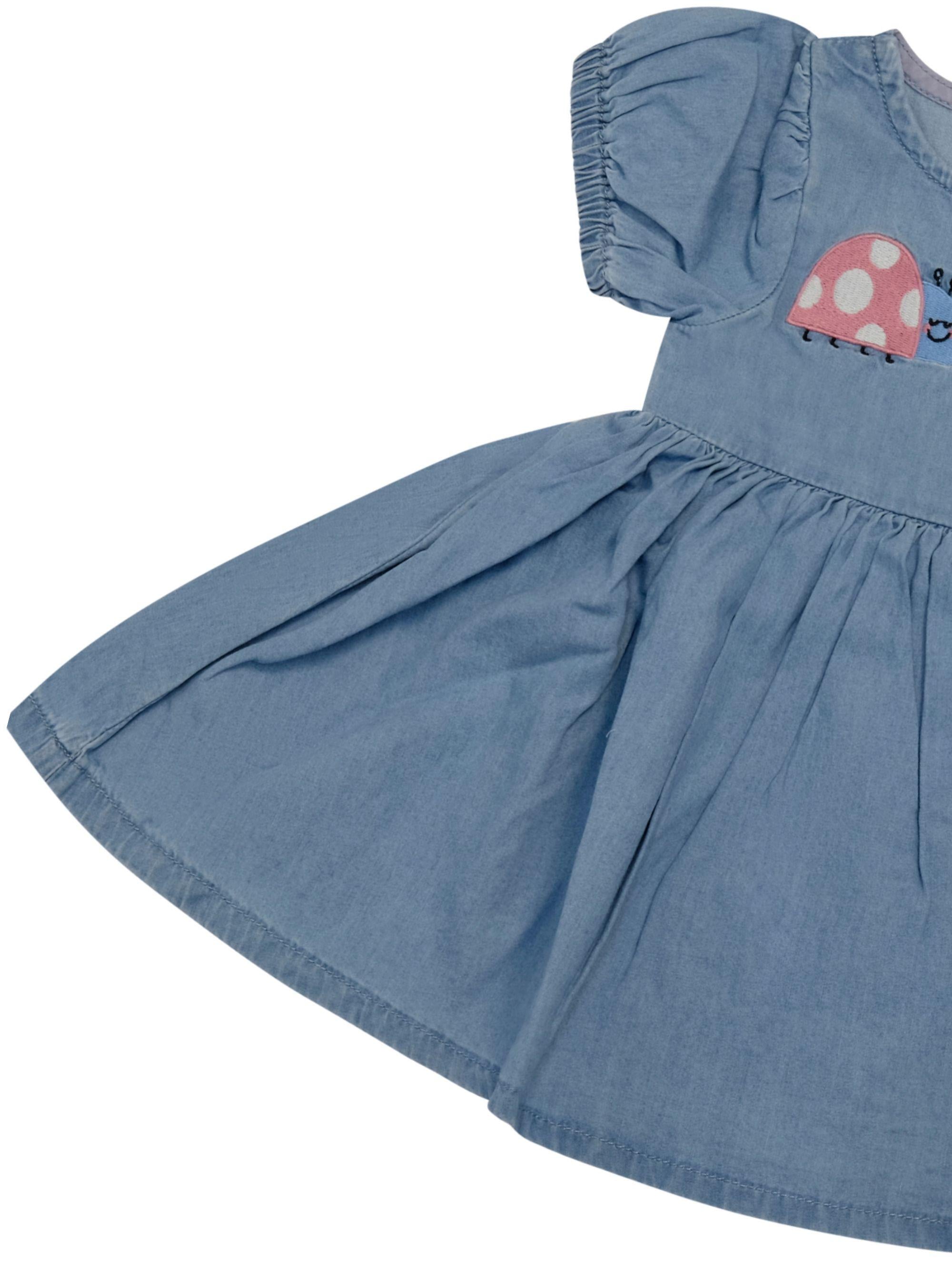 Abito per neonata Stella McCartney Kids denim con motivo coccinelle TY1021 Z0161 600 STELLA McCARTNEY KIDS