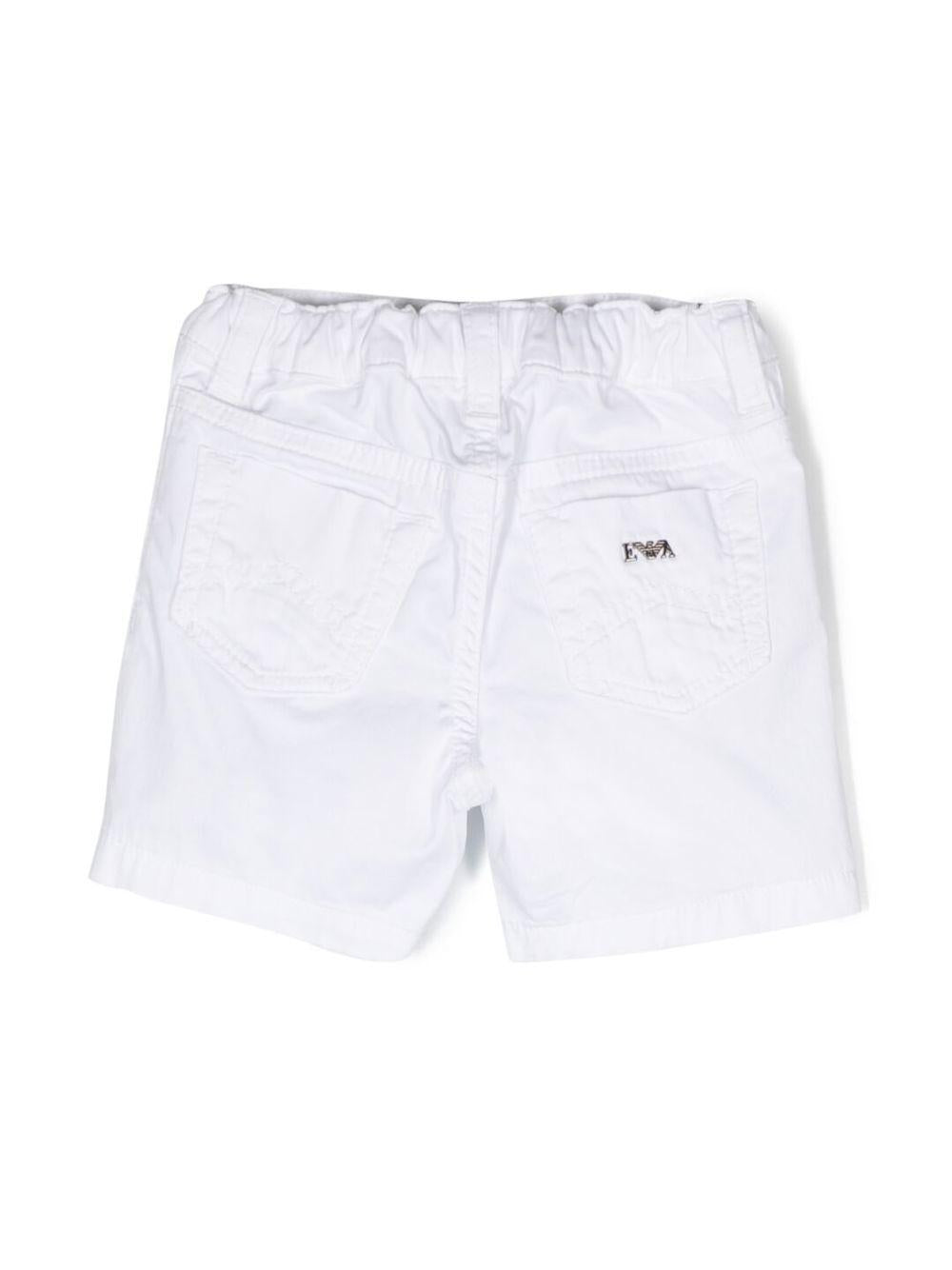 Shorts per neonato Emporio Armani Kids bianchi con applicazione con logo 8NHS01 4N7LZ 0100 EMPORIO ARMANI KIDS