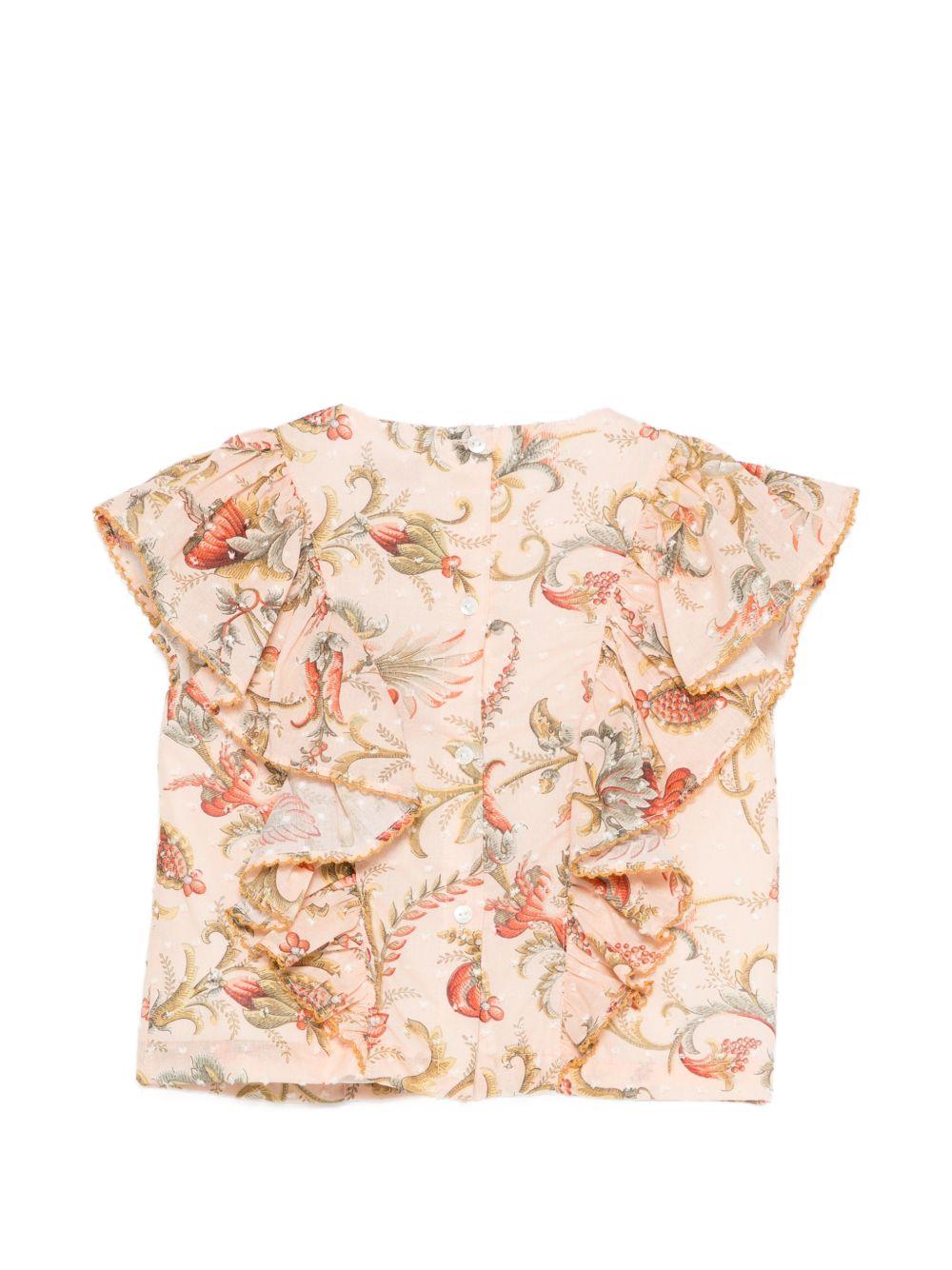 Blusa per bambina Etro Kids arancione chiaro con stampa a fiori GY5A82 M0082 458MC ETRO KIDS