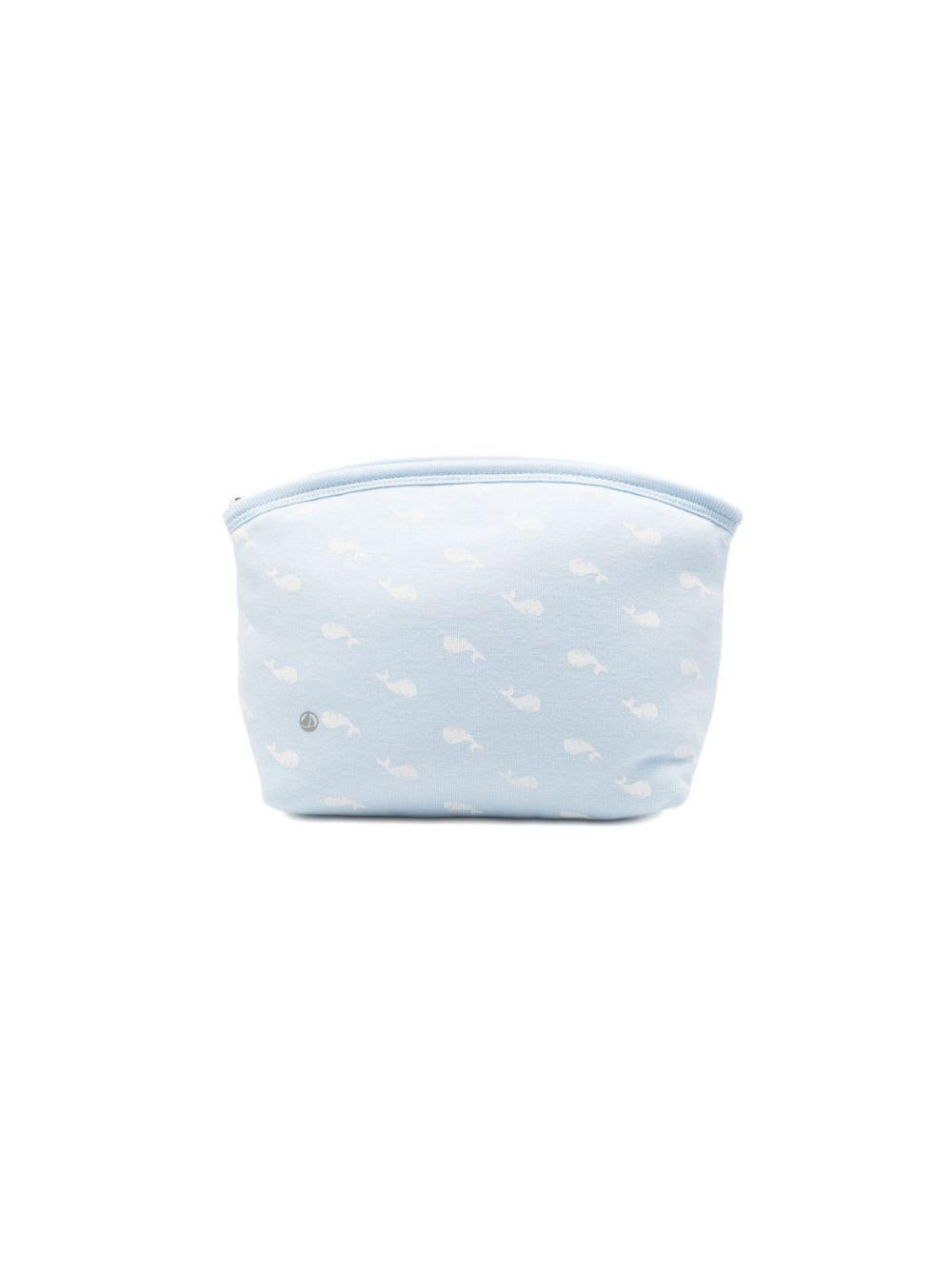 Trousse per neonati Petit Bateau azzurra con stampa grafica balene all-over A0FRA 01 PETIT BATEAU