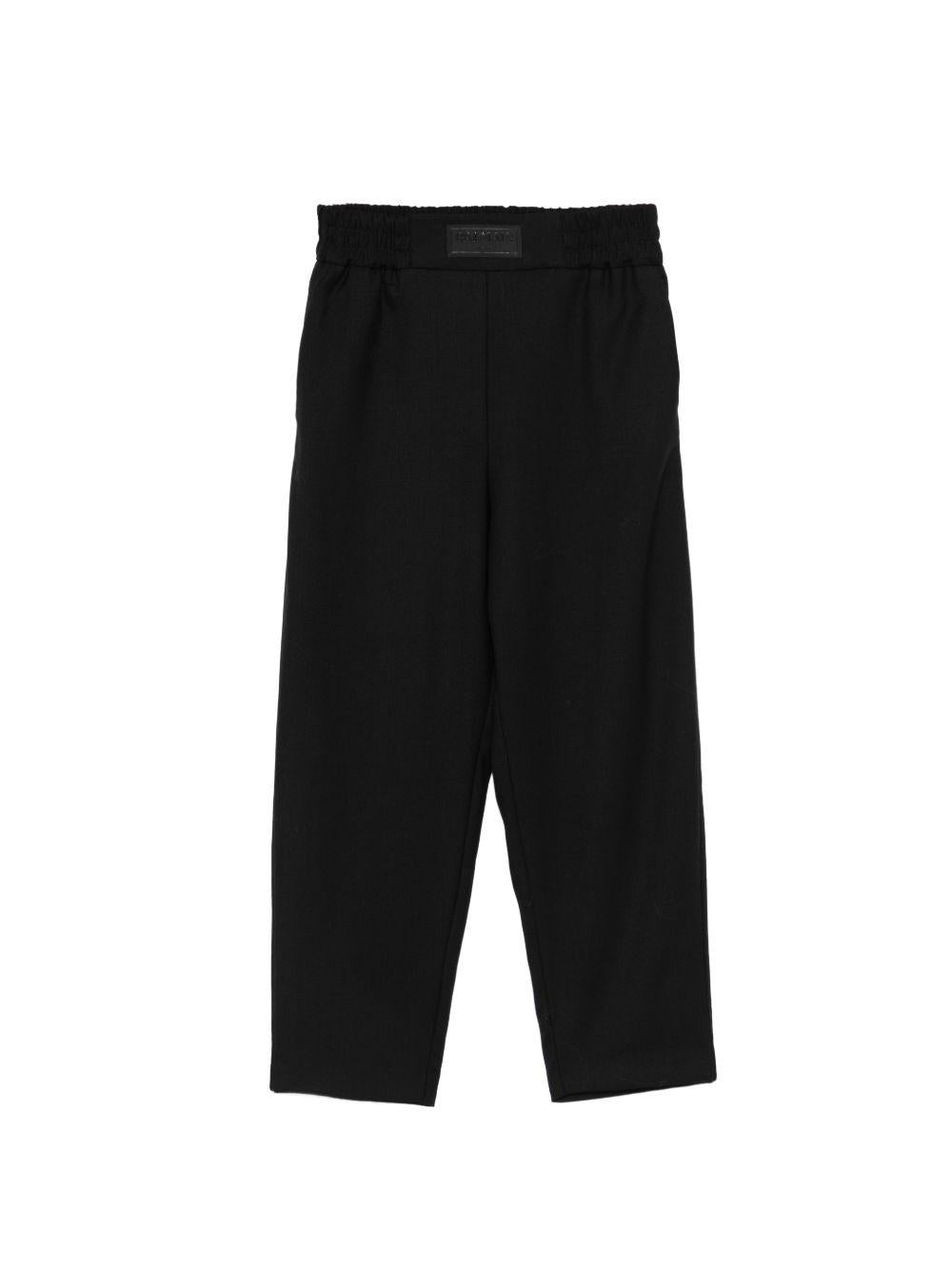 Pantaloni per bambino Balmain Kids neri con toppa con logo in vita BY6P80 I0196 930 BALMAIN KIDS