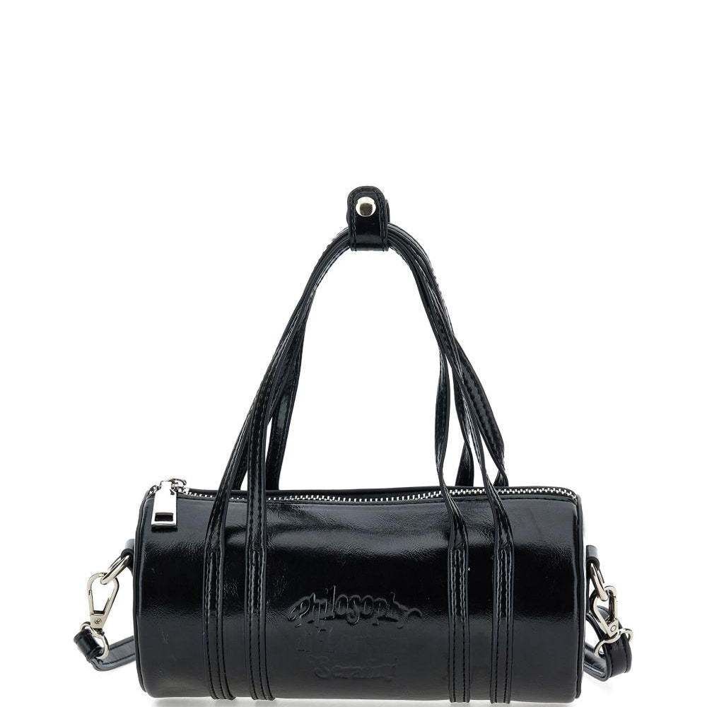 Borsa cilindrica per bambina Philosophy Di Lorenzo Serafini Kids nero in vernice I9F005 6073 P050 PHILOSOPHY KIDS