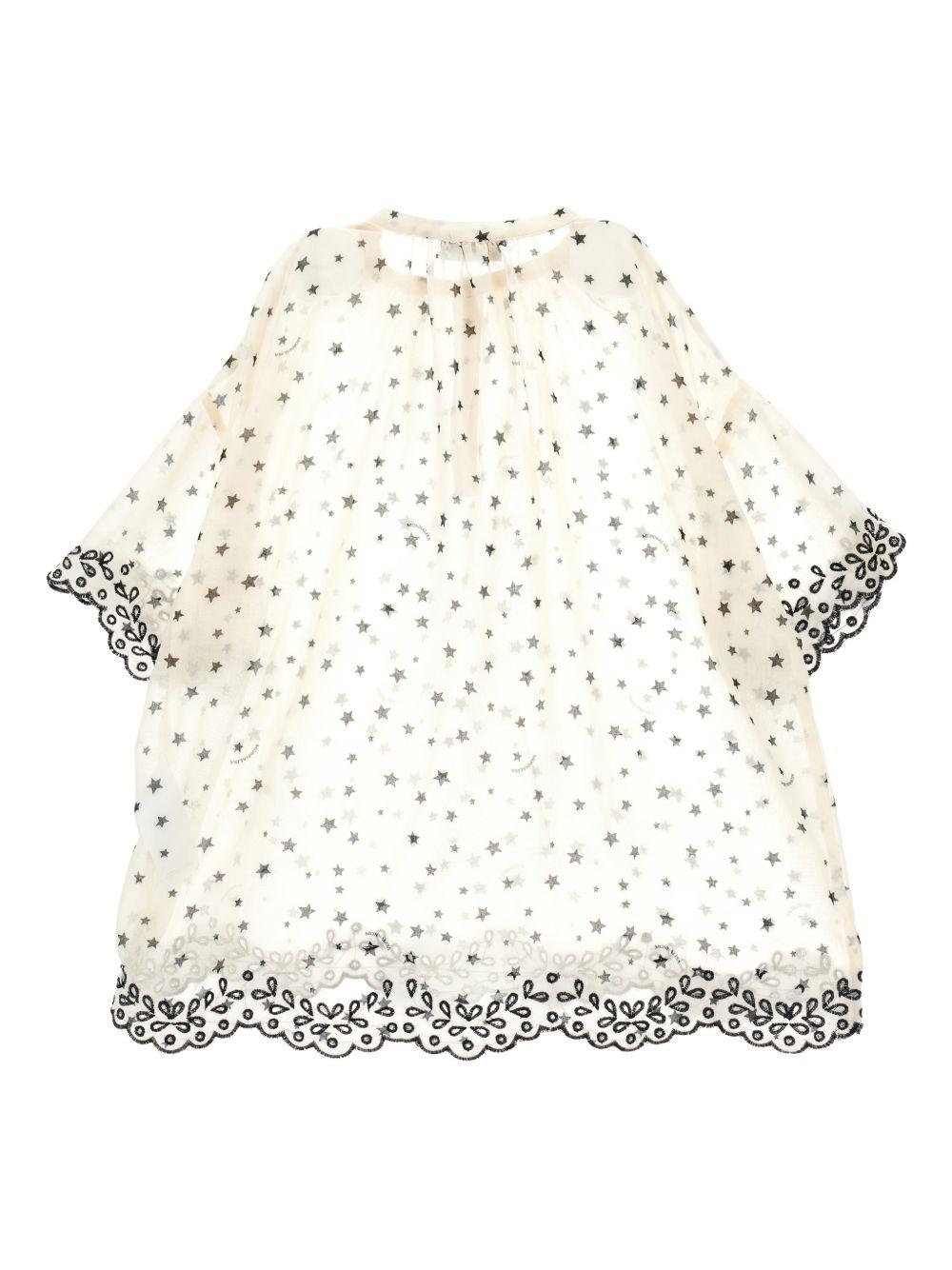 Abito per bambina Monnalisa bianca con stampa stelle all-over 49G903 7078 0150 MONNALISA