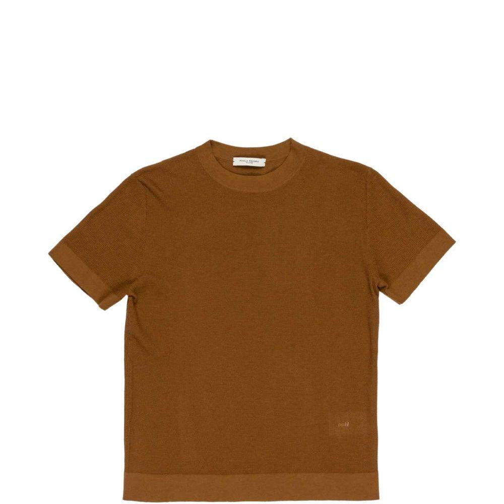 T-shirt per bambino Paolo Pecora Kids marrone con motivo a nido d'ape PP4179 CAFFE PAOLO PECORA KIDS