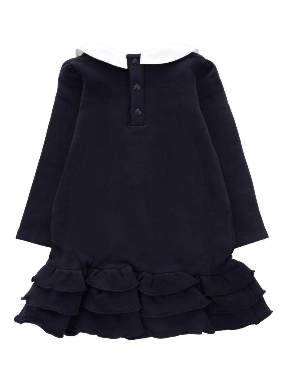 Abito per neonata Moncler Enfant blu con colletto alla Peter Pan K29518I0000189A23 778 MONCLER ENFANT
