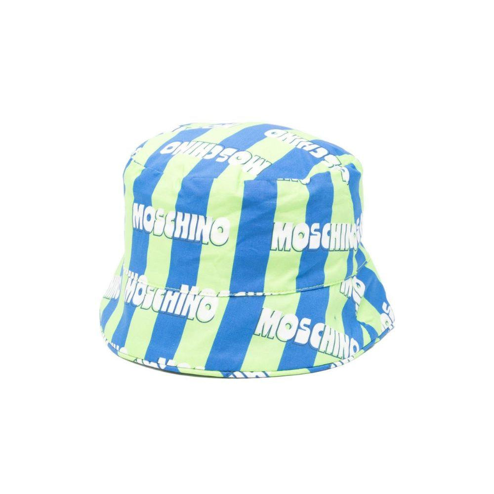 Cappello bucket per bambino Moschino Kids verde e azzurro con motivo a righe HUX02QLLB60 83676 MOSCHINO KIDS