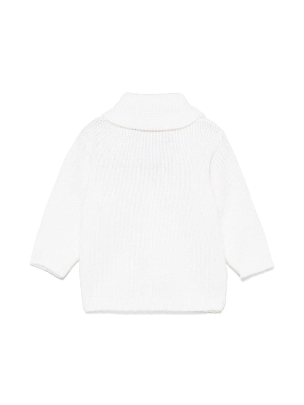 Cardigan in cashmere per neonato La Stupenderia bianco con chiusura frontale con bottoni revers WCCR23 800 LA STUPENDERIA