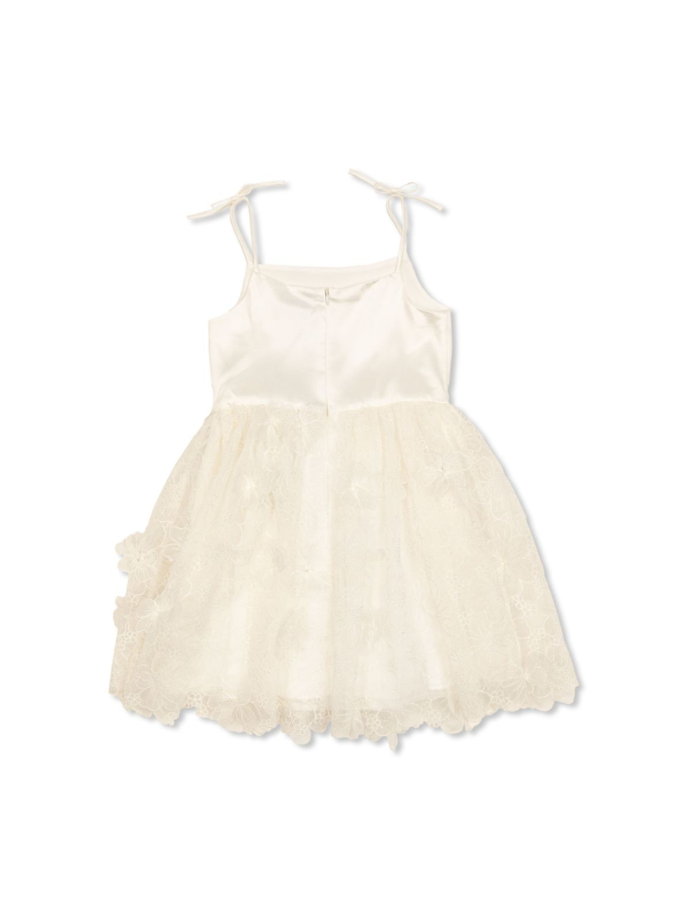 Abito per bambina Self-Portrait Kids beige con ricamo a fiori SS25-713S-C WHITE SELF-PORTRAIT KIDS