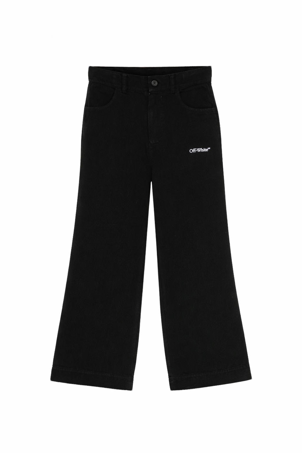 Pantaloni per bambina Off-White Kids neri con dettaglio logo 44GCA00CS26F001 001 OFF WHITE KIDS