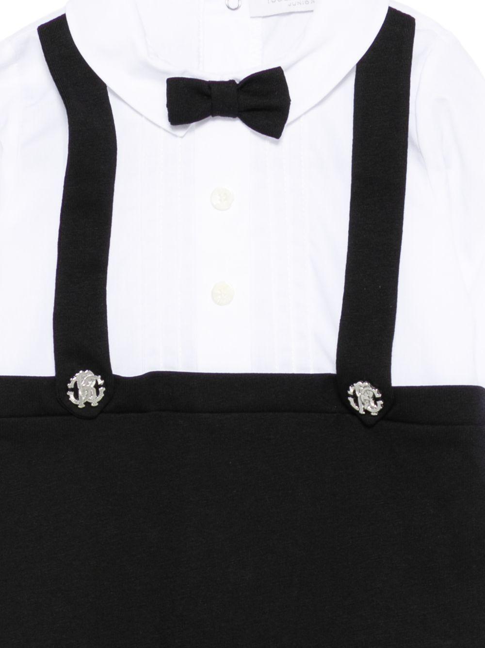 Set tutina e pantaloni per neonato Roberto Cavalli Kids nero con papillon abbinato CLP26013TU BLACK ROBERTO CAVALLI KIDS
