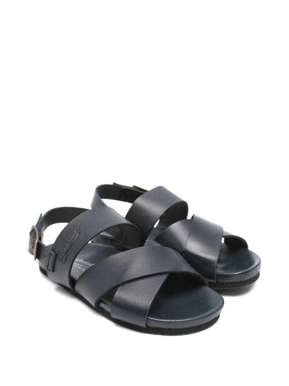 Sandali per bambino Bonpoint blu con logo ricamato S06BSOL00004 070 BONPOINT KIDS