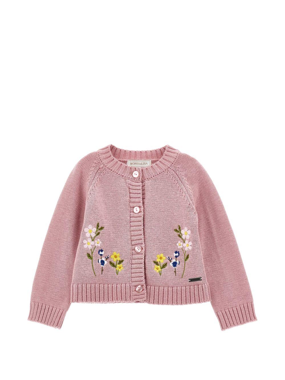 Cardigan per neonata Monnalisa Kids rosa con ricamo floreale 39H804 8060 0094 MONNALISA KIDS